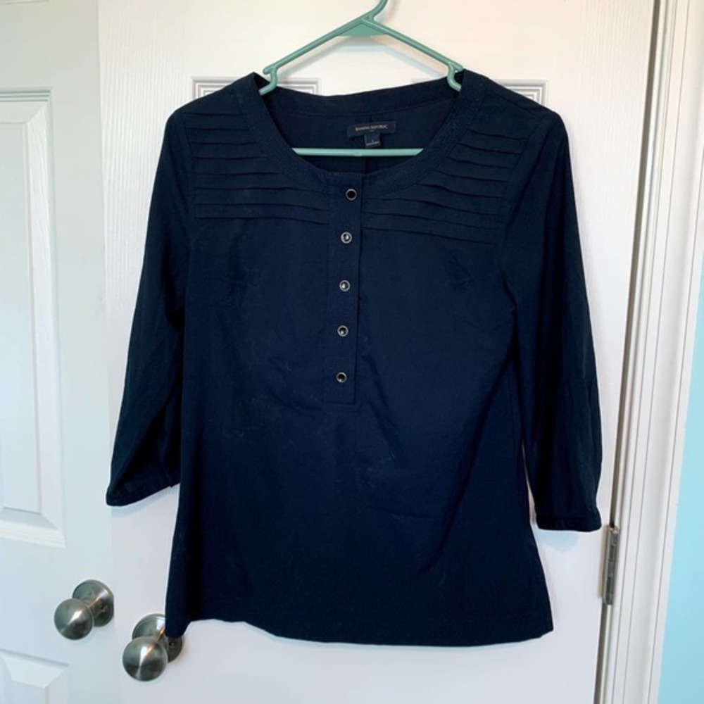 Banana Republic Women's Size Small Black 3/4 Sleeve Blouse